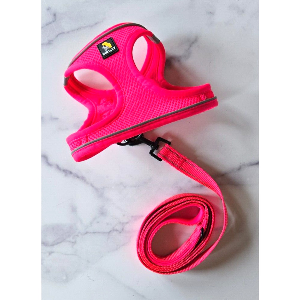 Bella & Pal Dog Step-in Harness Leash Set Small Hot Pink OxyMesh Hook Loop Puppy